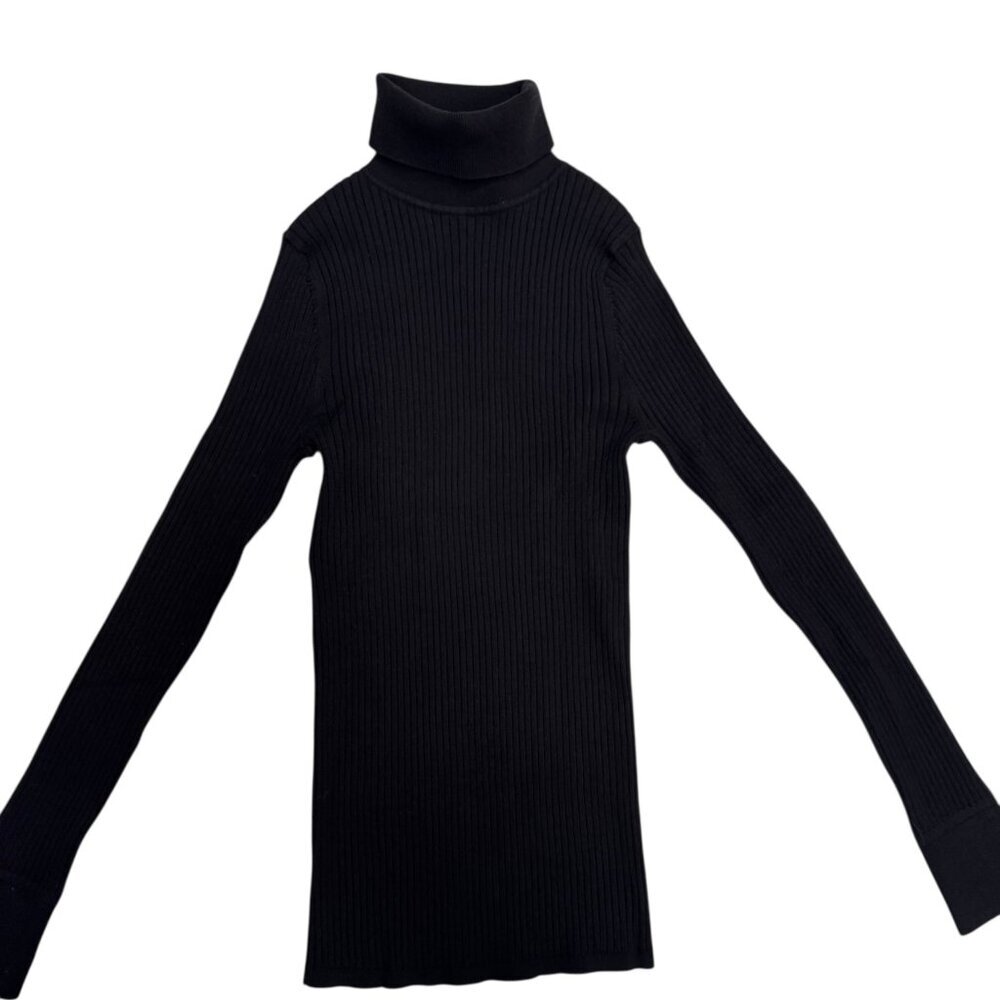 LOFT Petite Black Ribbed Turtleneck Long Sleeve Sweater XS